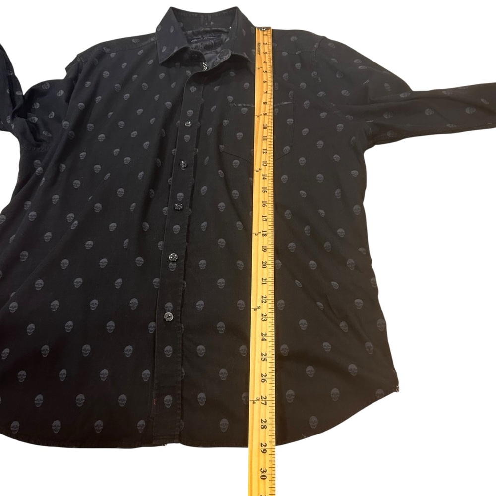 Robert Graham mens skull Pattern button up black Shirt Size 2XL Taylored fit fun - Picture 5 of 16